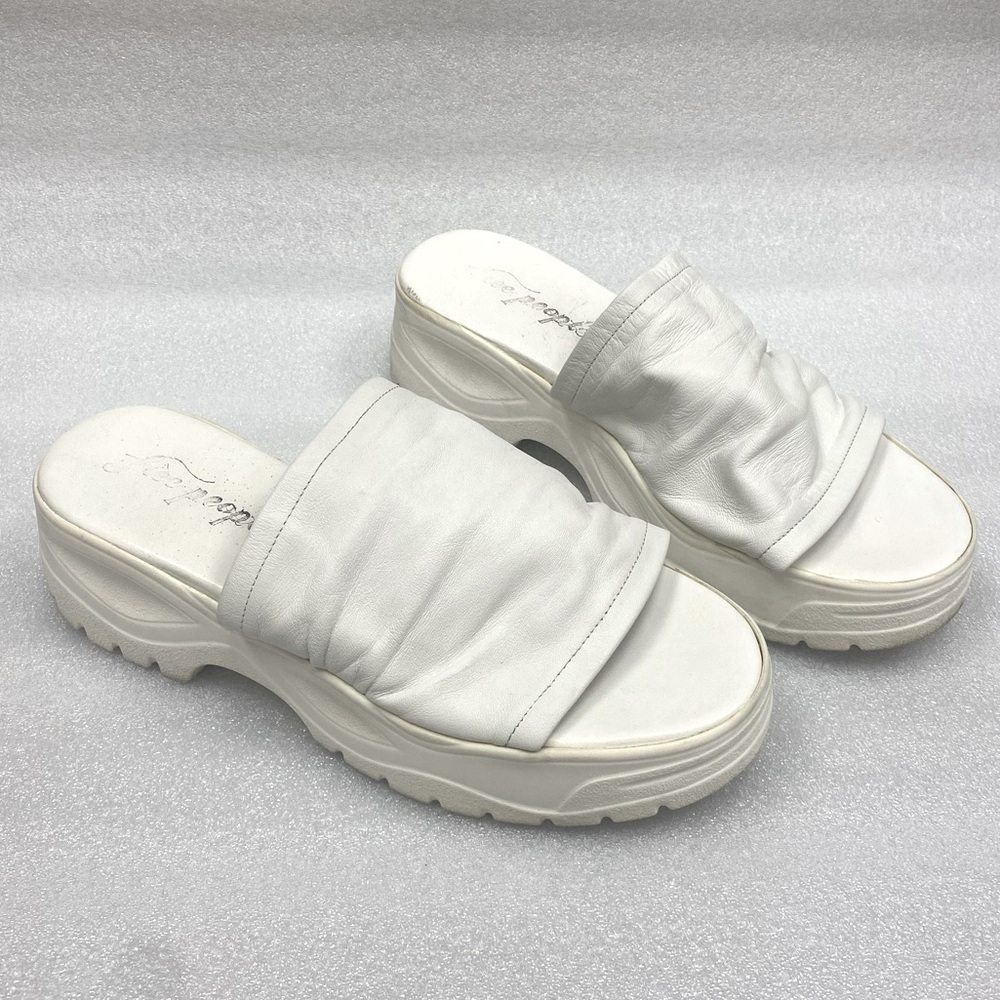Free people Poolside Sporty Platform Slide Sandals White Leather size 40 US 9.5